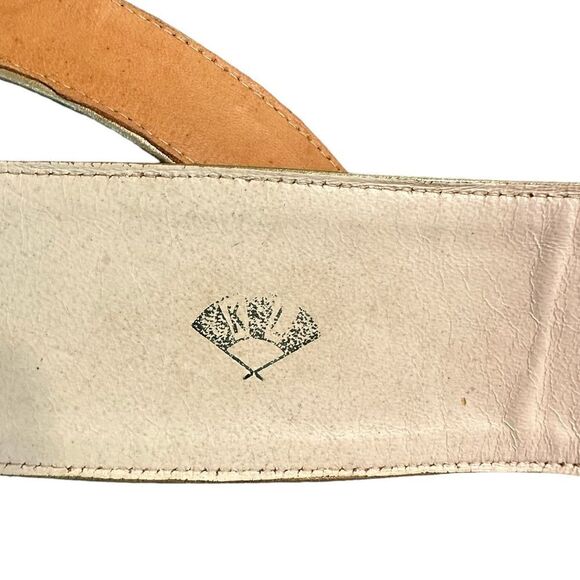 1980s Vintage Karl Lagerfeld Gold Leather Belt Size XS main image 5